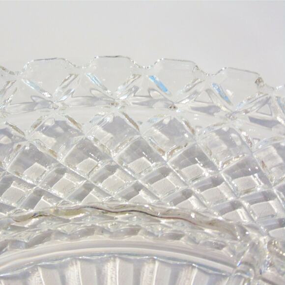 Glass DIVIDED SERVING PLATTER 14" Fruit Tray Dish 6 Section Diamond Cut Sawtooth - Picture 6 of 7